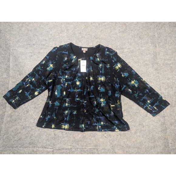 NWT J Jill Wearever Collection Cardigan Multicolored Clip Sz Small Large Petite - Picture 1 of 8